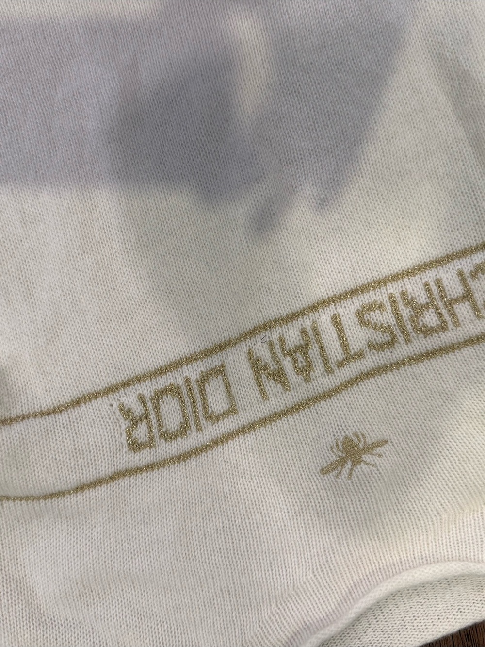 Dior Women’s Cream Crewneck with Gold Logo Band